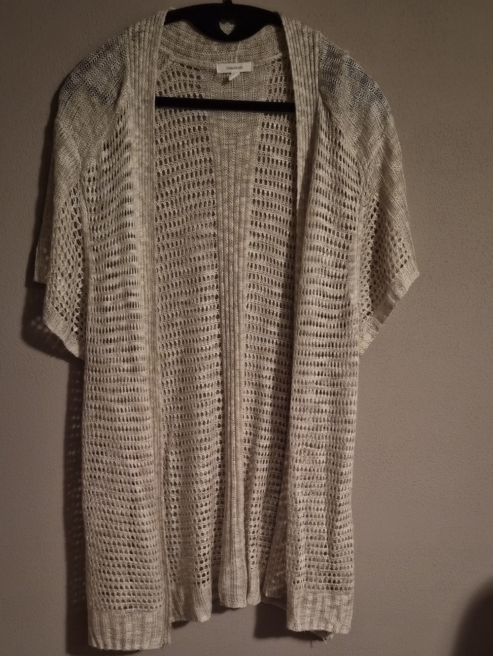 Maurices Cream Open-Weave Knit Cardigan Shrug